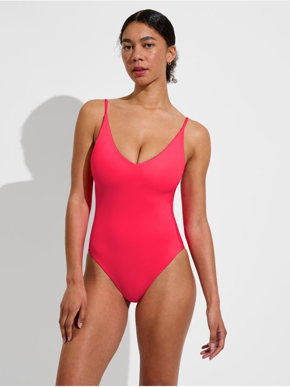 Classic V-Neck Bodysuit in Hot Pink S/M